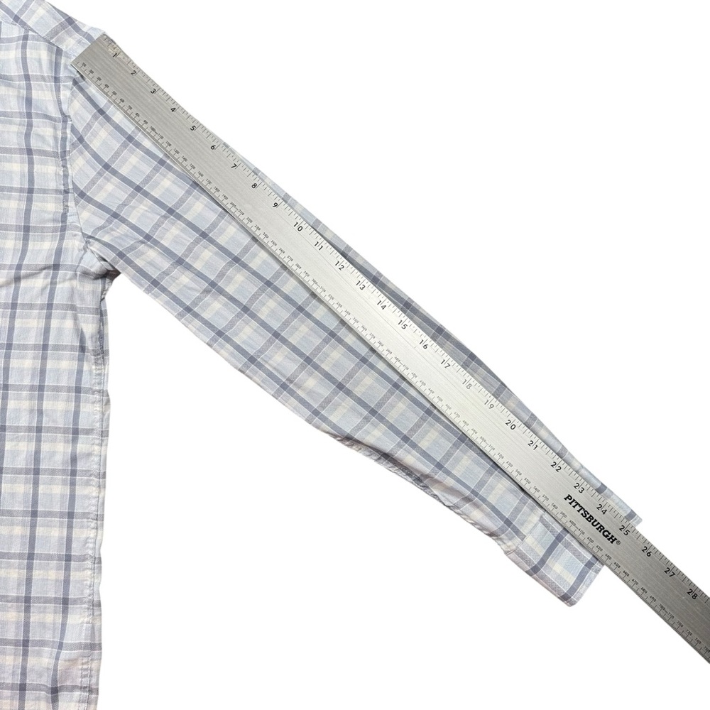 Faherty Men’s S Movement Shirt‎ Light Blue White Plaid Stretch - Picture 9 of 11